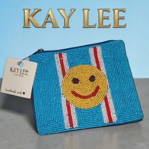 Kay Lee Beaded Smiley Face Pouch NWT